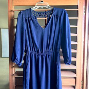 3/4 Sleeve Navy Dress with decorative back - SP